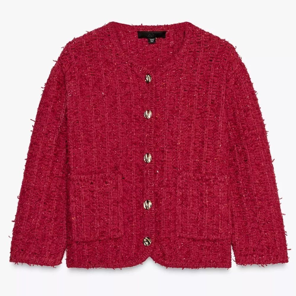 ZARA 3/4 LENGTH SLEEVE KNIT CARDIGAN - Picture 1 of 6